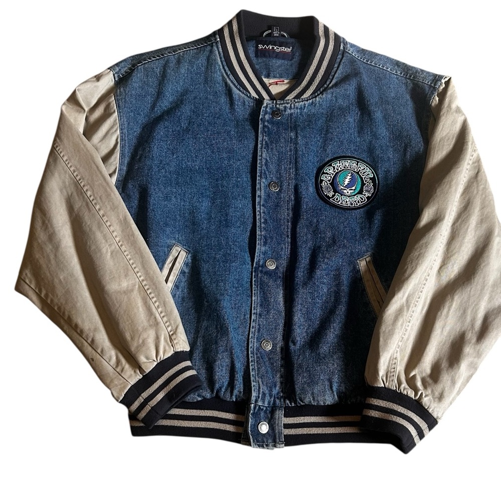 Vintage Denim Grateful Dead Upcycled bomber varsity jacket fandom size large
